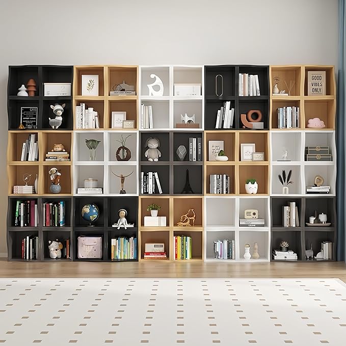 DIY Bookcase, 2 Cube Storage Organizer, Stackable Modular Book Shelf for Bedroom, Living Room, Office, Closet - LeafyLoom