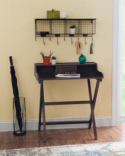 Linon Mable Folding Desk, Walnut - LeafyLoom