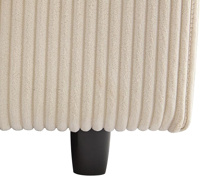 Morden Soft Corduroy Upholstered 3 Seater Sofa Couch with Removable Back Cushions and 5 Pillows for Living Room, Apartment, Office, 105", Beige-403 - LeafyLoom