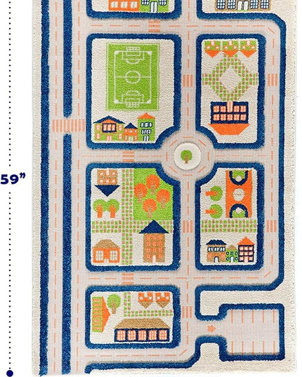 IVI 3D Play Carpets, 71 x 52.5 Inch, Traffic Educational Toddler Mat Rug for Bedroom, Kids Den, or Playroom, Large - LeafyLoom