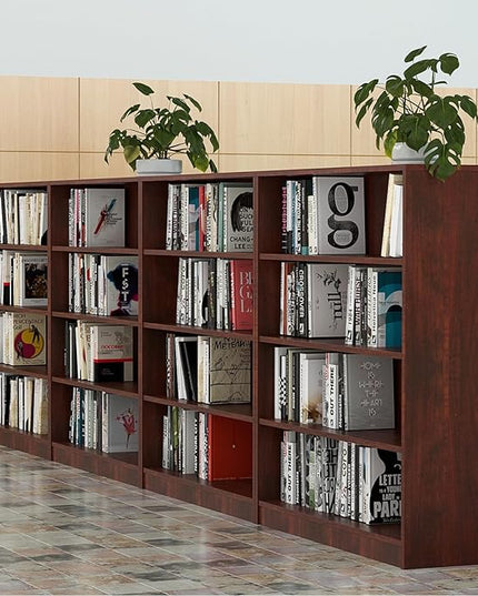 Farini 4 Shelf boockase Display Bookcase Freestanding Wooden Bookshelves for Home Office Living Room,48 Inch Height，Cherry - LeafyLoom