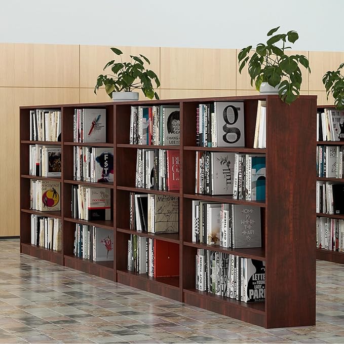 Farini 4 Shelf boockase Display Bookcase Freestanding Wooden Bookshelves for Home Office Living Room,48 Inch Height，Cherry - LeafyLoom