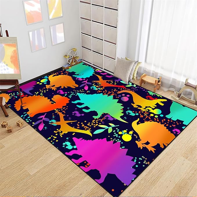 Cute Dinosaur Rug Dinosaur Area Rugs Cartoon Animal Patterns Carpets Dinosaur Bedroom Decor for Boys Kids Area Rug Dinosaur Rugs for Boys Bedroom Dinosaur Play Rug for Boys Bedroom,2'5''×4' - LeafyLoom