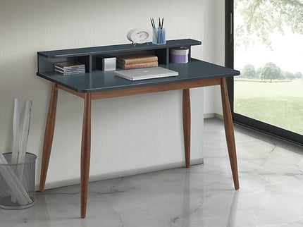 Roundhill Furniture Roskilde Storage Wood Office Desk, Gray - LeafyLoom