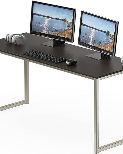 SHW Home Office 55-Inch Computer Desk, 24" Deep, Espresso - LeafyLoom
