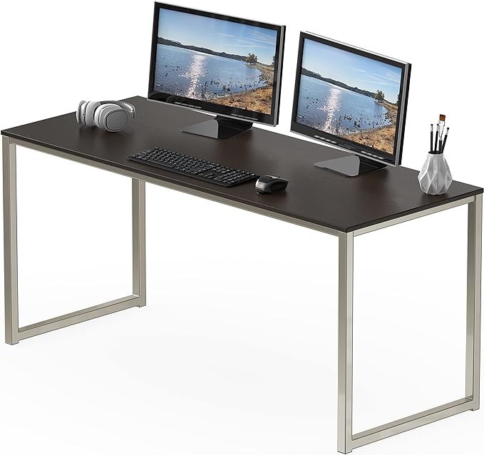SHW Home Office 55-Inch Computer Desk, 24" Deep, Espresso - LeafyLoom