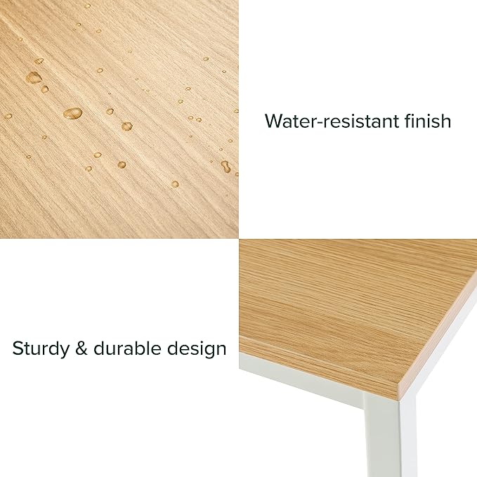 ZINUS Jennifer 47 Inch Computer Workstation / Office Desk - White Frame & Natural Top - LeafyLoom