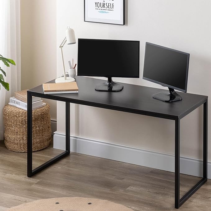 ZINUS Jennifer 55 Inch Black Frame Desk, Computer Workstation, Office Desk, Easy Assembly, Deep Espresso - LeafyLoom