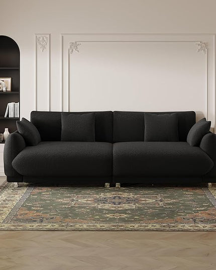 NicBex Sectional Couch Sofa with 4 Throw Pillows Modern Cloud Couch for Living Room Furniture Sets with Metal Legs AMD Sponge Filled, Modular Sofa for Living Room, Bedroom, Apartment, 86.6" L, Black - LeafyLoom
