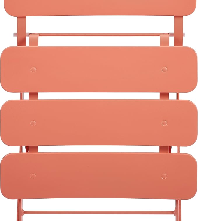 Crosley Furniture CF7390-CO Karlee Retro Metal Indoor/Outdoor 3-Piece Bistro Set with Table and 2 Chairs, Coral - LeafyLoom