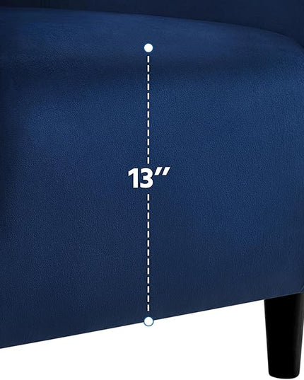 Yaheetech Velvet Club Chair, Modern Tufted Accent Chair with Armrest, Upholstered Barrel Chair with Solid Legs for Living Room/Bedroom/Study/Waiting Room, Navy Blue - LeafyLoom