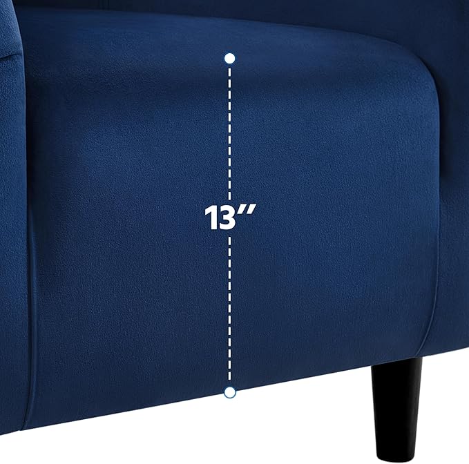 Yaheetech Velvet Club Chair, Modern Tufted Accent Chair with Armrest, Upholstered Barrel Chair with Solid Legs for Living Room/Bedroom/Study/Waiting Room, Navy Blue - LeafyLoom