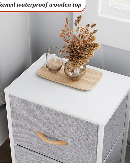 Nicehill Nightstand, Nightstand for Bedroom with Drawers, Small Dresser with Drawers, Bedside Table Bedside Furniture, Night Stand End Table with Storage Drawers for Bedroom, Light Grey - LeafyLoom