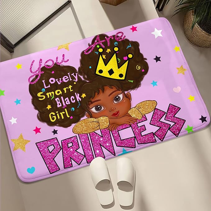 African American Black Girl Rugs for Bedroom African American Rugs for Girls Room Princess Room Decor for Girls Bedroom Decor for Teen Girls Living Room Floor Rugs, Purple, 2'×3' - LeafyLoom