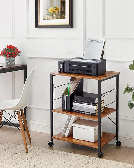 Mr IRONSTONE Kitchen Stand Microwave Cart 23.7'' for Small Space, Coffee Cart 3-Tier Rolling Utility Microwave Oven Rack on Wheels, Vintage - LeafyLoom