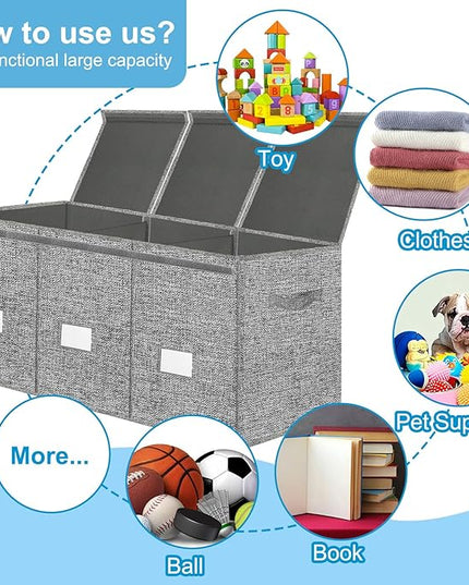 Extra Large 3 in 1 Storage Box, 150L, Grey, Polyester Blend, Waterproof, for Kids Room, Arts & Crafts, 39.4x14.0x16.0 inches - LeafyLoom