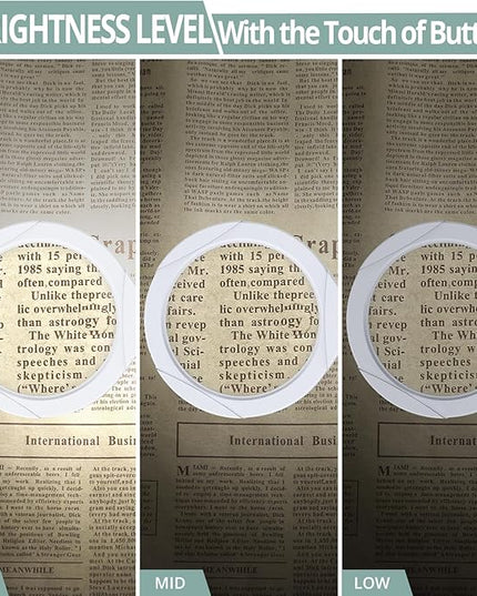 COLFULINE Magnifying Lamp 5X 10X, 2-in-1 Rechargeable Magnifying Glass with Light, LED Magnifying Light with Base & Clamp and Touch Button for Reading, Working, Crafts, 3 Adjustable Brightness - LeafyLoom