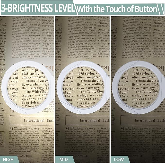 COLFULINE Magnifying Lamp 5X 10X, 2-in-1 Rechargeable Magnifying Glass with Light, LED Magnifying Light with Base & Clamp and Touch Button for Reading, Working, Crafts, 3 Adjustable Brightness - LeafyLoom