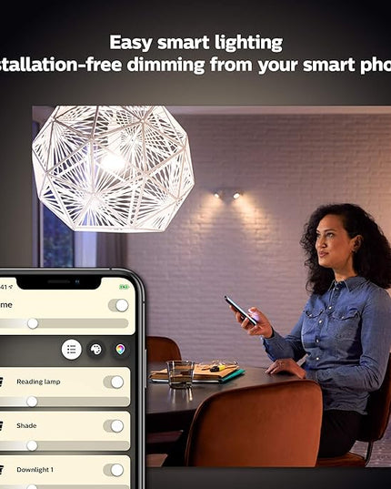 Philips Hue Smart 40W B39 Candle-Shaped LED Bulb - Soft Warm White Light - 2 Pack - 450LM - E12 - Indoor - Control with Hue App - Works with Alexa, Google Assistant and Apple Homekit PhilipsHue