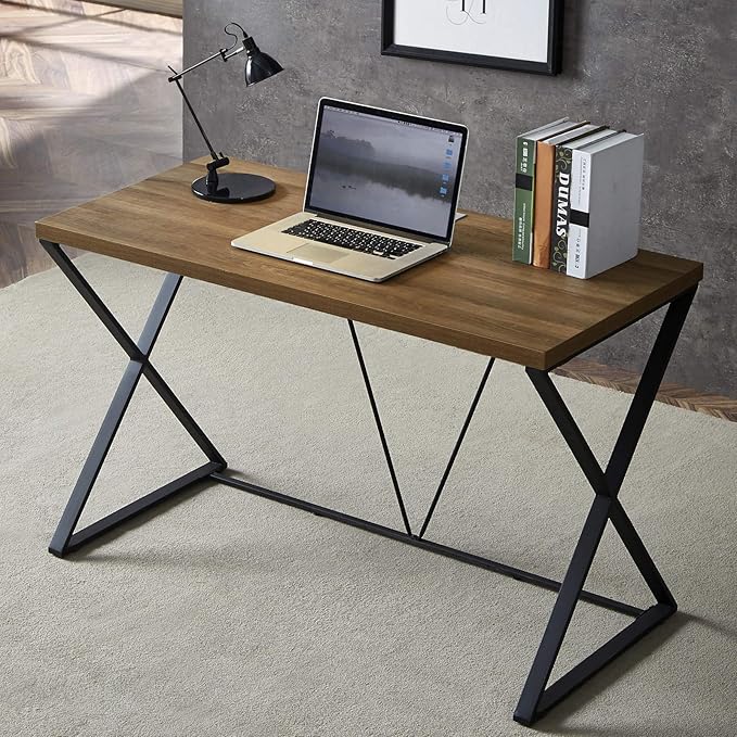 Computer Desk 47 in, Home Office Writing Desk, Modern Simple Style Wood Table, Brown - LeafyLoom