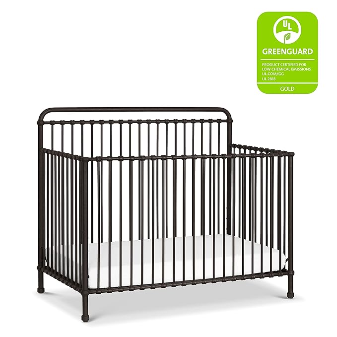 Namesake Winston 4-in-1 Convertible Metal Crib in Vintage Iron, Greenguard Gold Certified - LeafyLoom