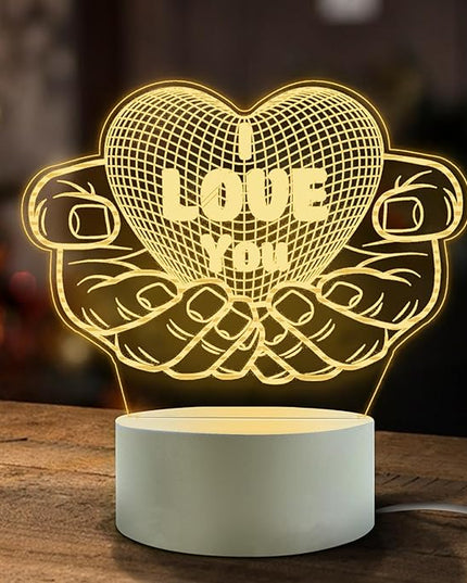 Romantic Gifts for Girlfriend, 3D Illusion Night Lamp, Girlfriends Birthday Anniversary Valentines Day Gifts for Her from Boyfriends - I Love You Couples Gifts (1 Pack) - LeafyLoom
