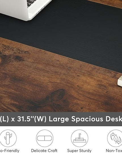 Tribesigns Modern Computer Desk, 63 x 31.5 inch Large Office Desk Computer Table Study Writing Desk Workstation for Home Office, Rustic/Black - LeafyLoom