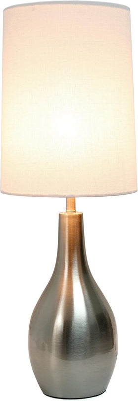 Simple Designs LT3303-BSN 1 Light Tear Drop Table Lamp, Brushed Nickel, 7 x 7 x 19.5 - LeafyLoom