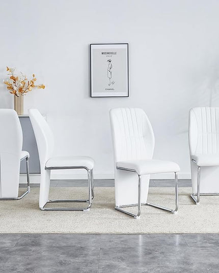 NicBex Haerin-SD-00292-LWJ Dining Chairs, 17.5"x16.6"x37.6", White - LeafyLoom