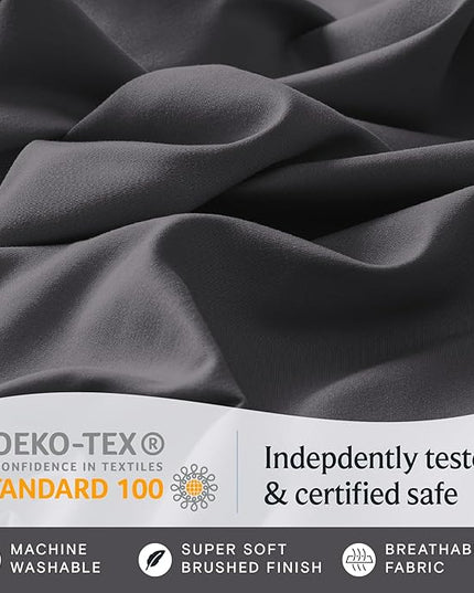 LuxClub Twin XL Sheets - Soft-Kids-Twin Bed Sheets for-Boys-and-Girls-4 PC Deep Pockets 18" Eco Friendly Wrinkle Free-Kids-Fitted Sheets Machine Washable Hotel Bedding Silky Soft- Dark Grey Twin XL - LeafyLoom