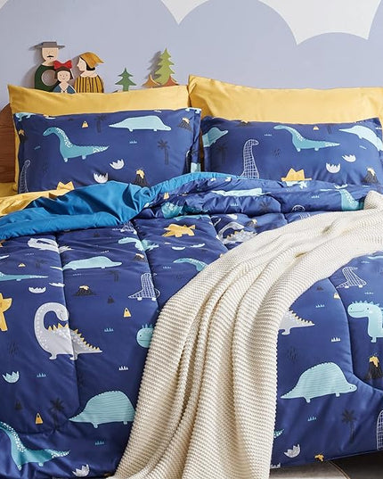 SLEEP ZONE Kids Bedding Full/Queen Comforter Set - Cute Printed for Boys, Girls, Teens, Super Soft, Fade Resistant, Dino Family, Full/Queen - LeafyLoom