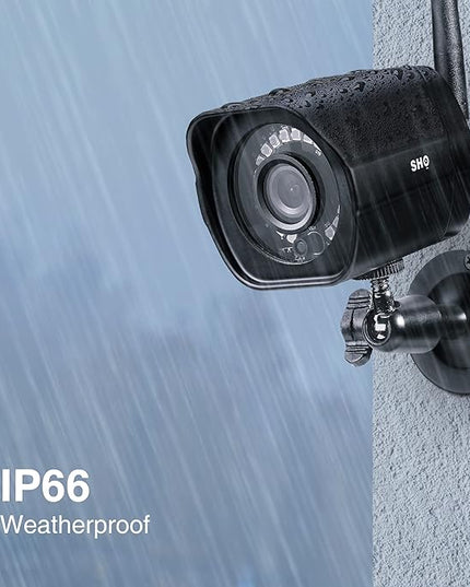 SHO Outdoor Plug-in Smart Security WiFi Camera, 1080P HD Video, IP66 Weatherproof, Motion Detection, Night Vision, Cloud Service, Compatible with Alexa and Google Home, 2 Pack SHO+Smart+Home+%26+Office