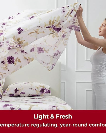 Mellanni Full Sheets Set - 4 PC Iconic Collection Bedding Sheets & Pillowcases - Hotel Luxury, Extra Soft, Cooling Bed Sheets - Deep Pocket up to 16 inch (Full, Madison Purple) - LeafyLoom