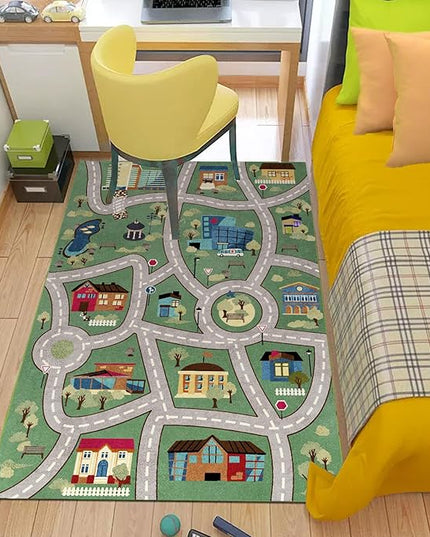 Analog ABC Kids Rug Playroom Car Rug Play Mat City Life Road Rug for Cars Fun City Map for Carpet for Bedroom Boys (31 * 47 inches, Charming Township) - LeafyLoom