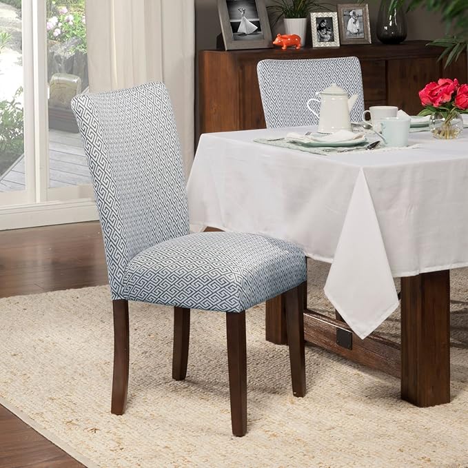 HomePop Parsons Classic Upholstered Accent Dining Chair, Set of 2, Shades Blue - LeafyLoom