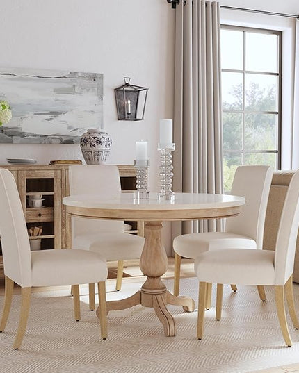 HomePop Classic Parsons Dining Chairs, Cream Textured Woven(Set of 2) - LeafyLoom