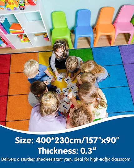 Booooom Jackson Classroom Rug Colorful Seating Classroom Carpet Elementary, Preshool Rug for School, Colorful Class Rug Classroom Area Rug Educational Rug (7'7" x 13', P008-ColorPalette-Plus) - LeafyLoom