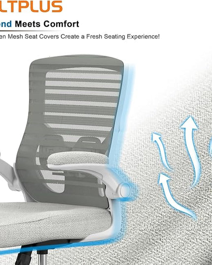 Office Chair, High Back Desk Chair with Adjustable Lumbar Support, Ergonomic Mesh Computer Chair with Premium Cold-Cured Cushion, Height Liftable Swivel Chair for Home Office - LeafyLoom