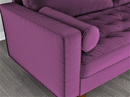 S5458 Mid Century Modern Velvet Upholstered Tufted Living Room Sofa, 69.68", Eggplant - LeafyLoom