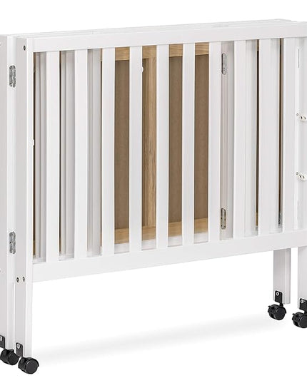 Jett Non-Full Size Folding Convertible Crib, Lightweight Portable Crib, Three Adjustable Mattress Height Settings, Easy to Fold Travel Crib, 1.5” Mattress Pad Included - LeafyLoom