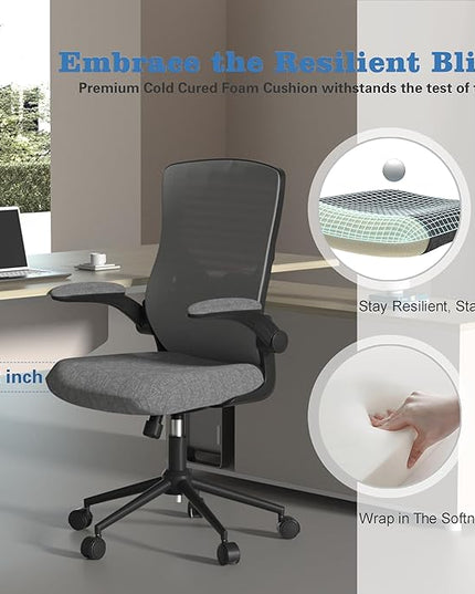 Office Chair, High Back Desk Chair with Adjustable Lumbar Support, Ergonomic Mesh Computer Chair with Premium Cold-Cured Cushion, Height Liftable Swivel Chair for Home Office - LeafyLoom