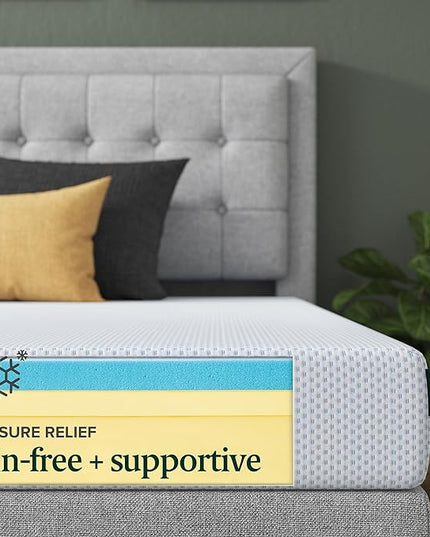 ZINUS 6 Inch Green Tea Cooling Gel Memory Foam Mattress, Twin, Fiberglass Free, Cooling Gel Foam, Pressure Relieving, CertiPUR-US Certified, Mattress in A Box, White - LeafyLoom
