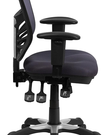 Flash Furniture Nicholas Mid-Back Swivel Office and Gaming Chair, Ergonomic Mesh Office Chair with Adjustable Lumbar Support and Height, Dark Gray - LeafyLoom