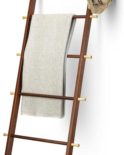 5 Ft Wooden Blanket Ladder Farmhouse - Quilt Ladder for Bedroom - Wood Ladder Decor - Decorative Ladder for Blankets - Easy to Assemble - Farmhouse Ladder Blanket Holder - Wooden Ladder for Blankets - LeafyLoom