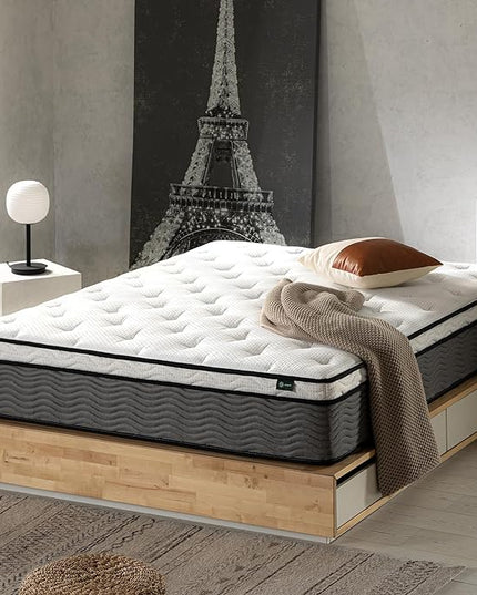 Zinus 12 Inch True Support Hybrid Mattress [New Version], King, Fiberglass Free, Medium Feel, Motion Isolation, Certified Safe Foams & Fabric, Mattress in A Box - LeafyLoom