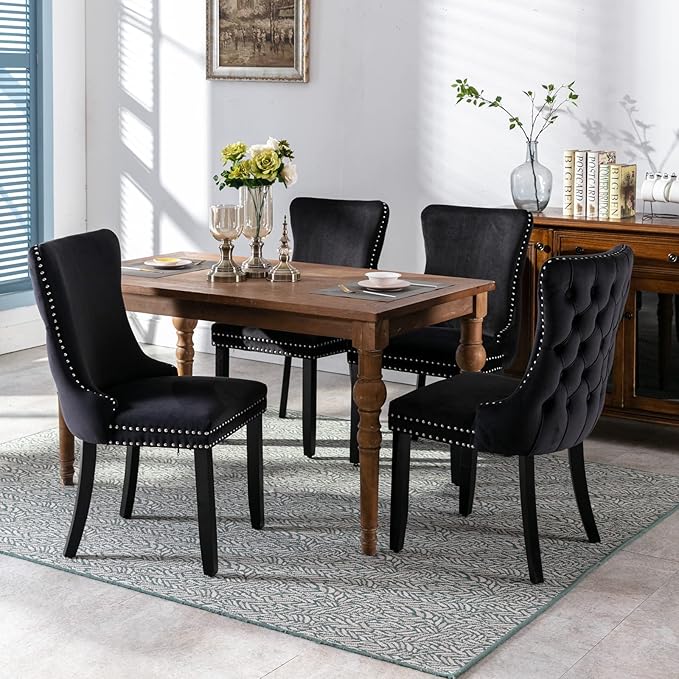 NicBex Haerin-SD-00117-LWJ Dining Chairs, 27.4"x20.4"x37.4", Black - LeafyLoom