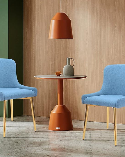 CangLong Mid Century Modern Leisure Upholstered Metal Legs for Kitchen Living Room Dining Chair,Set of 2, Blue - LeafyLoom