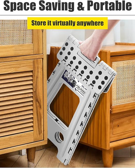 Delxo Folding Step Stool 17.5 Inch,Heavy Duty Step Stools for Adults,Non Slip Folding Stool with Handle,Premium Portable Foldable Step Stool for Kitchen Bathroom Bedroom Up to 400LBS,(Grey,1PC) - LeafyLoom