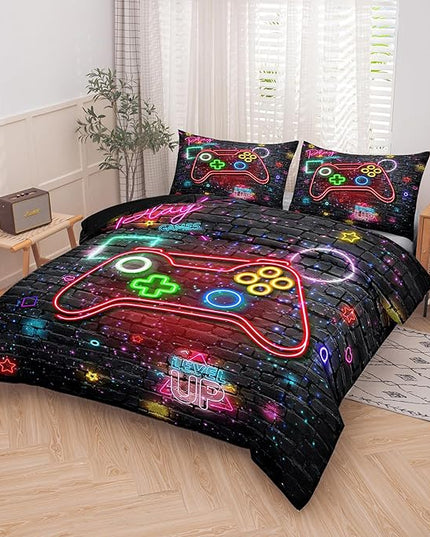 Boys Bedding Sets Twin Size, Gaming Comforter Sets for Boys, Boys Twin Comforter Set, Teen Boy Gamer Bedding Set with 1 Pillowcase… - LeafyLoom