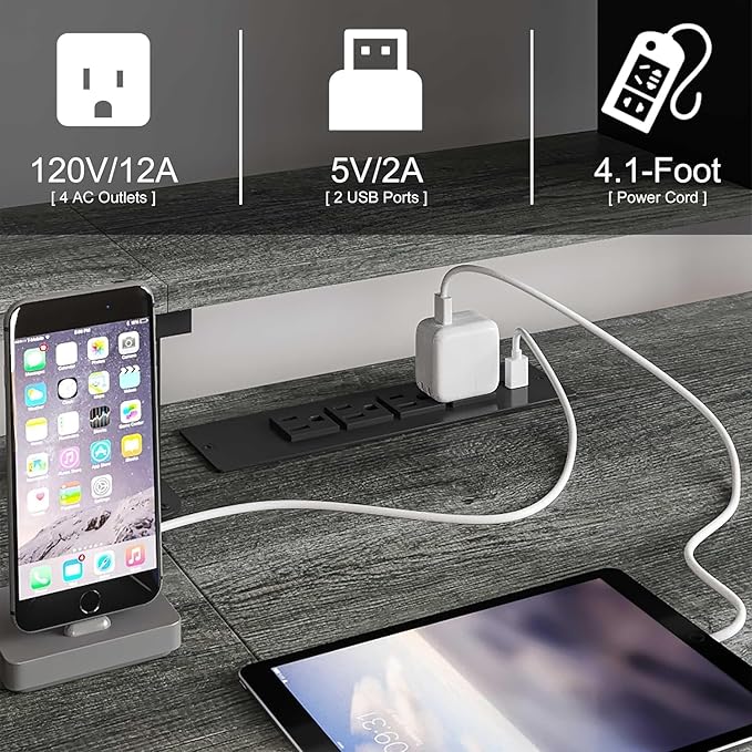 55 inch Gaming Desk with LED Lights, Computer Desk with Power Outlets, Monitor Stand, Storage Shelf, Headphone Hook, Home Office Desk Corner Desk - LeafyLoom